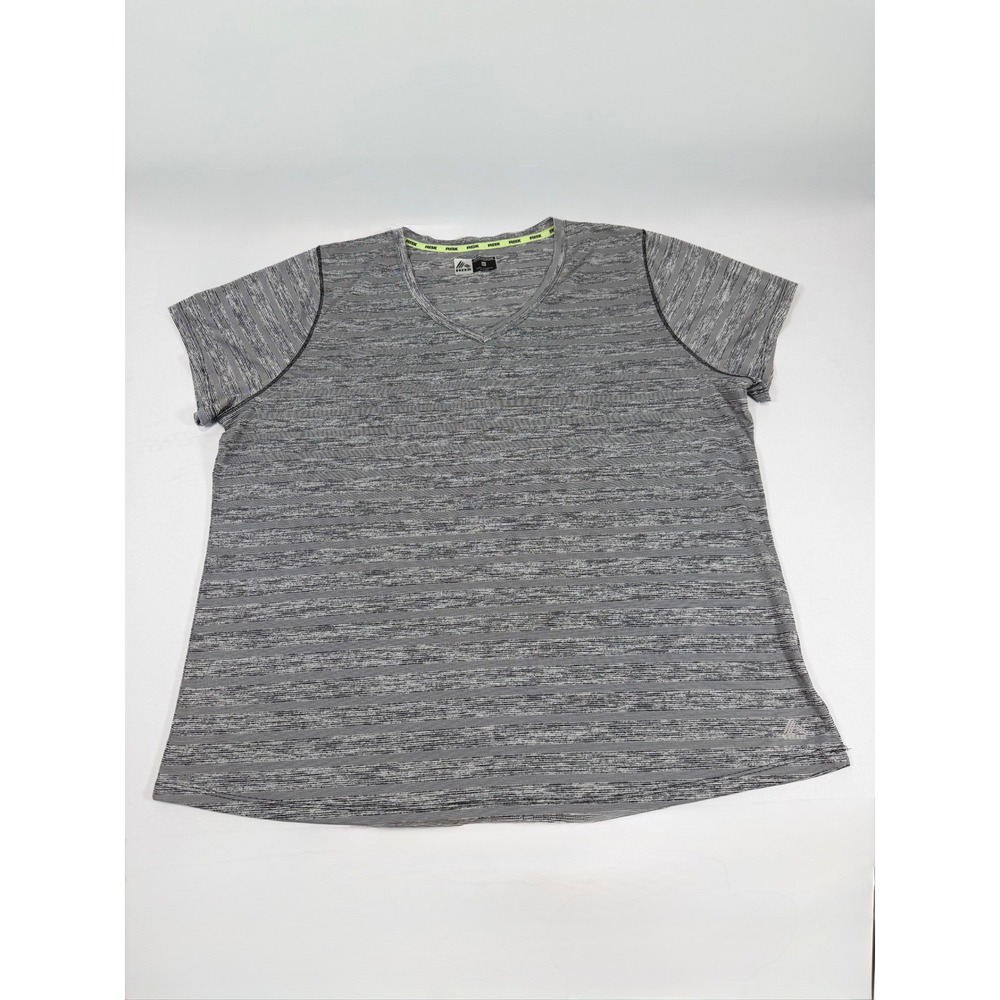 RBX Performance Women's 3X Gray Space Dye Striped V-Neck‎ X-Dri T-Shirt CR247X